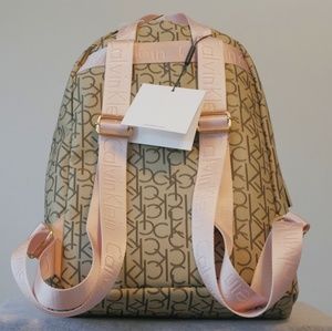 NWT Calvin Klein Monroe Logo Backpack Pink Khaki